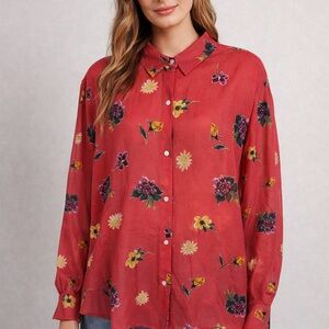 Designer Silk Floral pink Women's Top size 8